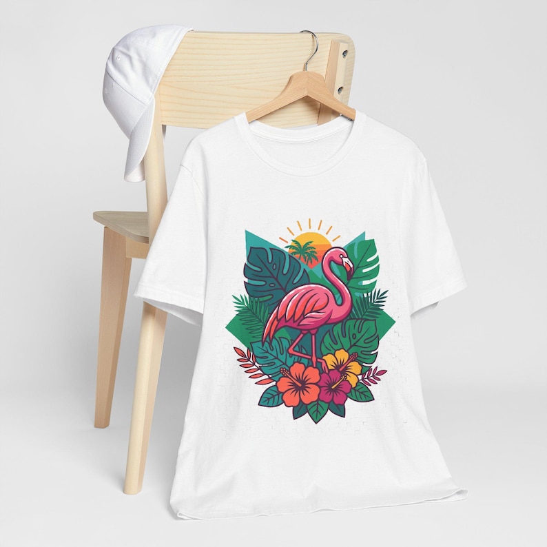 Tropical Flamingo Summer Vibes - Tshirt image 2