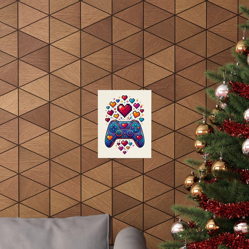 Gamer Controller Pixel Hearts - Poster imagen 4