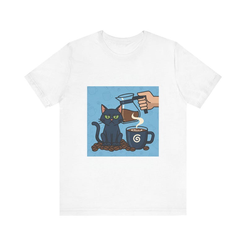 Sarcastic Cat Owner Coffee Addict T-Shirt, Funny Cat Lover Coffee Tee Gift image 1