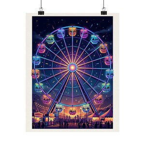 Carnival Ferris Wheel Night Lights - Poster image 1