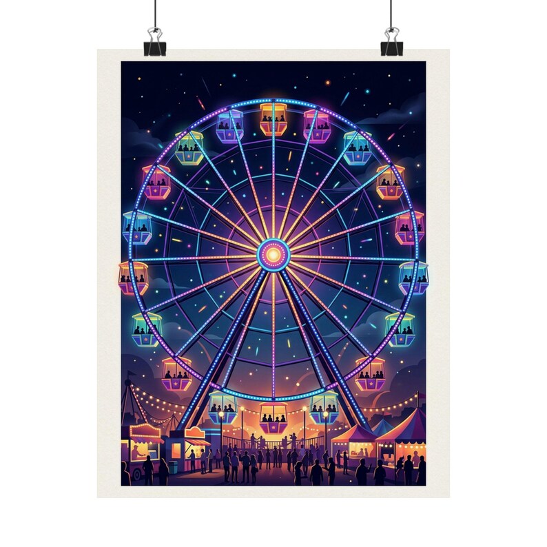 Carnival Ferris Wheel Night Lights - Poster image 1