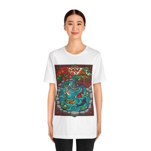Koi Pond Japanese Garden Watercolor - Tshirt imagen 5