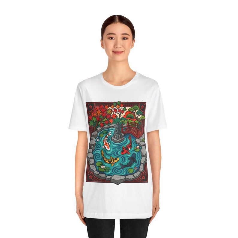 Koi Pond Japanese Garden Watercolor - Tshirt imagen 5