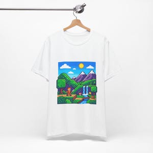 Pixel Art Retro Gaming Landscape - Tshirt 画像 3