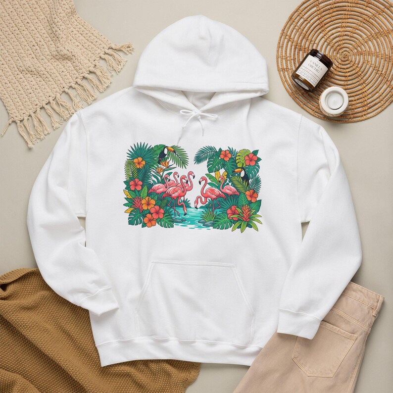 Tropical Flamingo Summer Vibes - Hoodie image 3