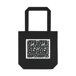 Minimalist Geometric Wolf Howling - Tote Bag imagen 1