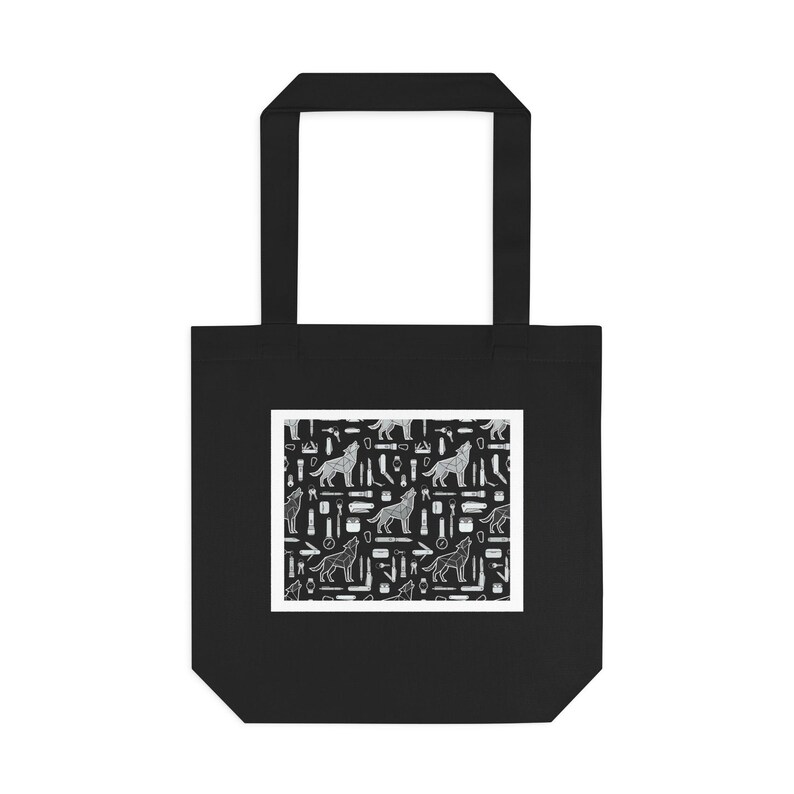 Minimalist Geometric Wolf Howling - Tote Bag imagen 1