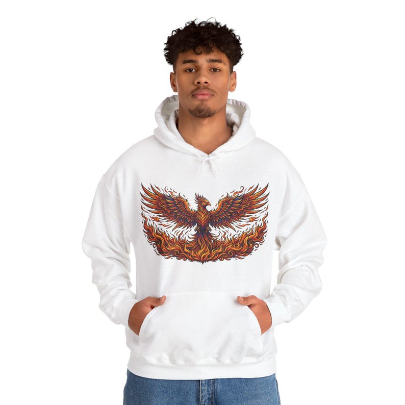 Mystical Phoenix Rising From Flames - Hoodie bild 6