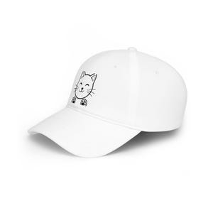 Cute Cat Face Baseball Cap | Whiskers & Paw Print Hat | Cat Lover Gift, Kitten Dad Hat Embroidered, Feline Accessories image 2