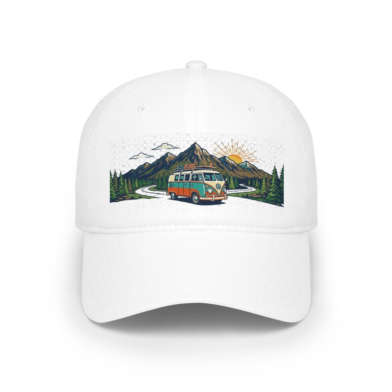 Vintage Travel Camper Van Mountains - Cap afbeelding 1