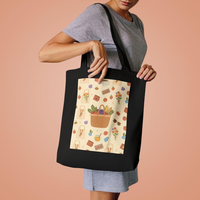 Farmers Market Tote Bag | Canvas Grocery Reusable Shopping Bag | Farmers Market Vibes | Eco-Friendly Produce Bag afbeelding 4