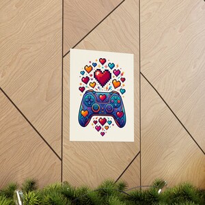 Gamer Controller Pixel Hearts - Poster imagen 5