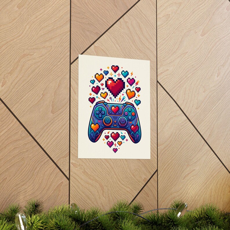 Gamer Controller Pixel Hearts - Poster imagen 5