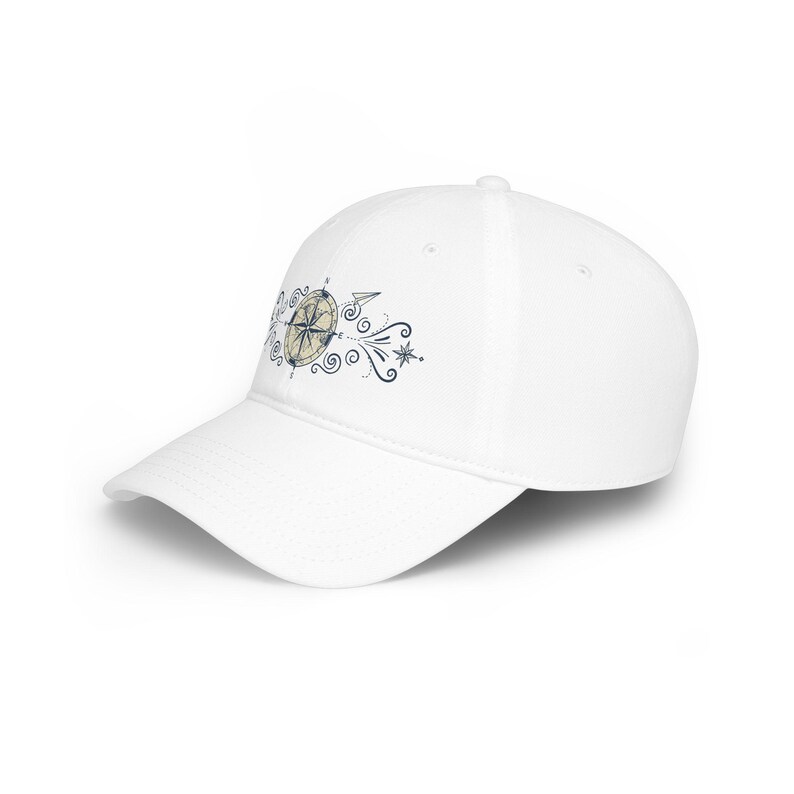 Vintage Compass World Map Baseball Cap, Travel Paper Plane Hat, Wanderlust Explorer Dad Hat, No Text Design image 2