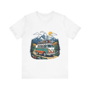 Vintage Travel Camper Van Mountains - Tshirt image 1