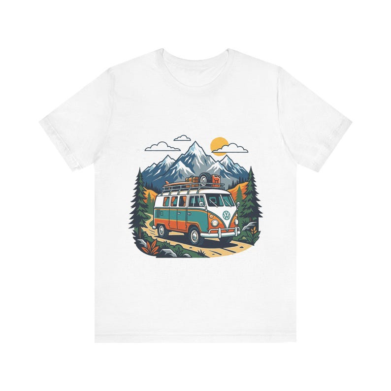 Vintage Travel Camper Van Mountains - Tshirt image 1