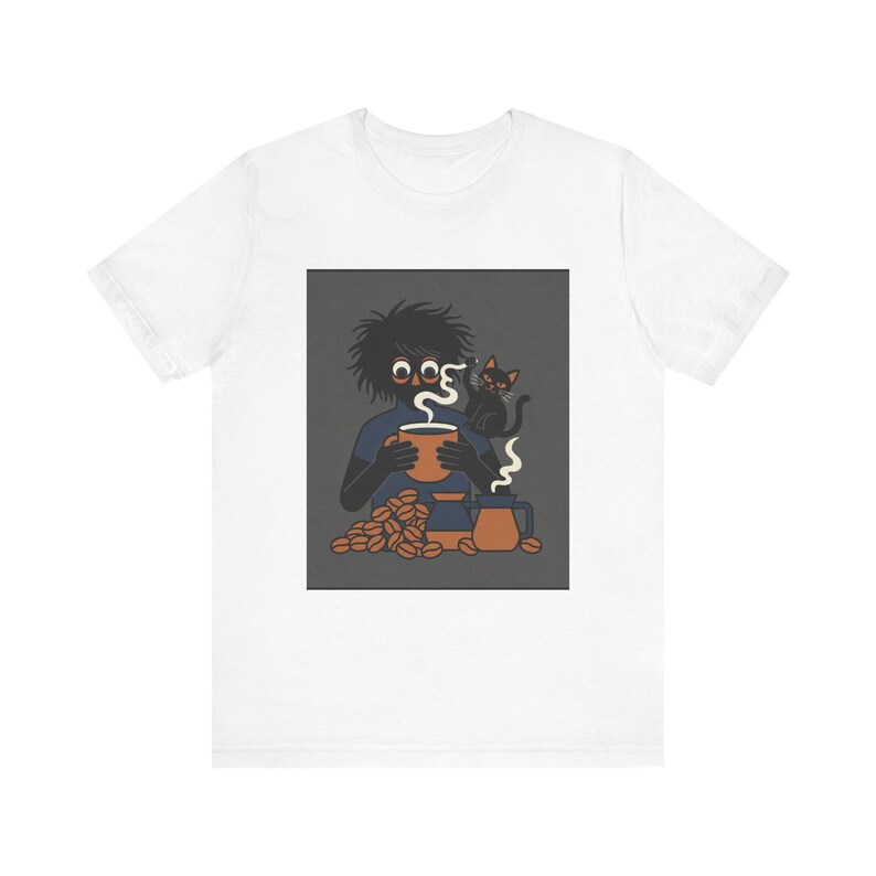 Sarcastic Cat Owner Coffee Addict T-Shirt, Funny Cat Lover Gift, Cat Mom Tshirt image 1