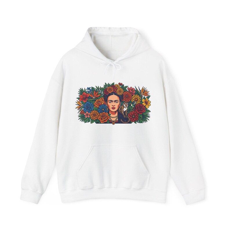Frida Kahlo Floral Portrait - Hoodie image 1