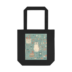 Crazy Cat Lady Tote Bag - Funny Cat Lover Gift, Canvas Tote Bag, Cat Mom Bag, Cat Themed Gift image 1