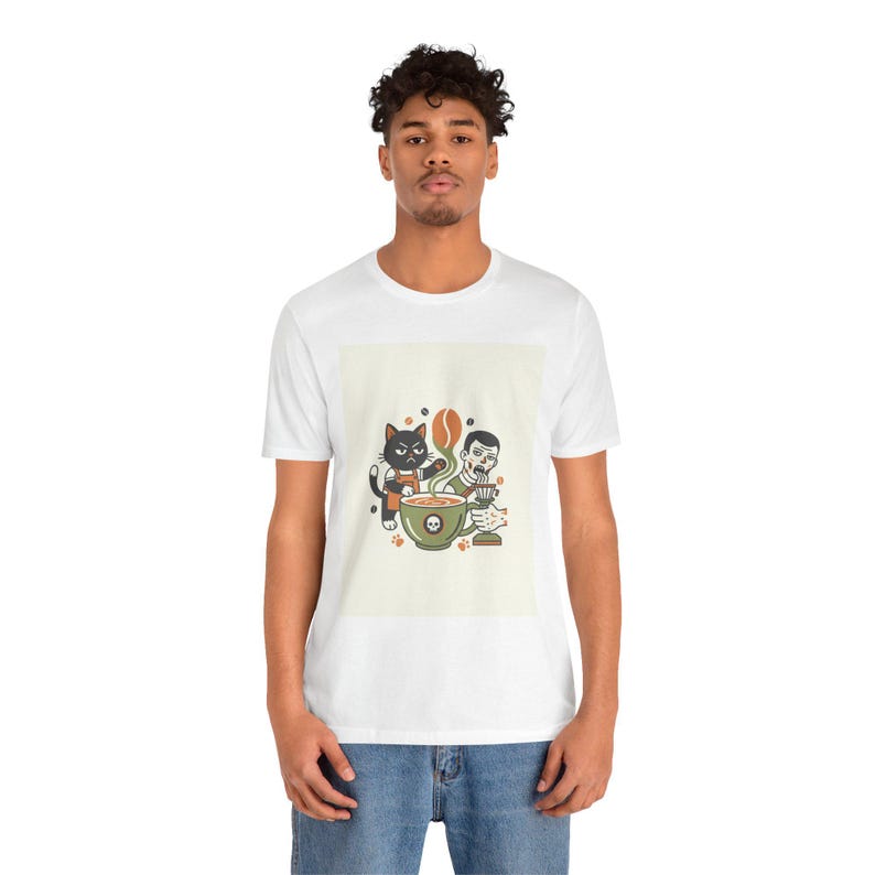 Sarcastic Cat Owner Coffee Addict T-Shirt, Funny Cat Lover Shirt, Coffee And Cats Tee, Cat Mom Gift image 3