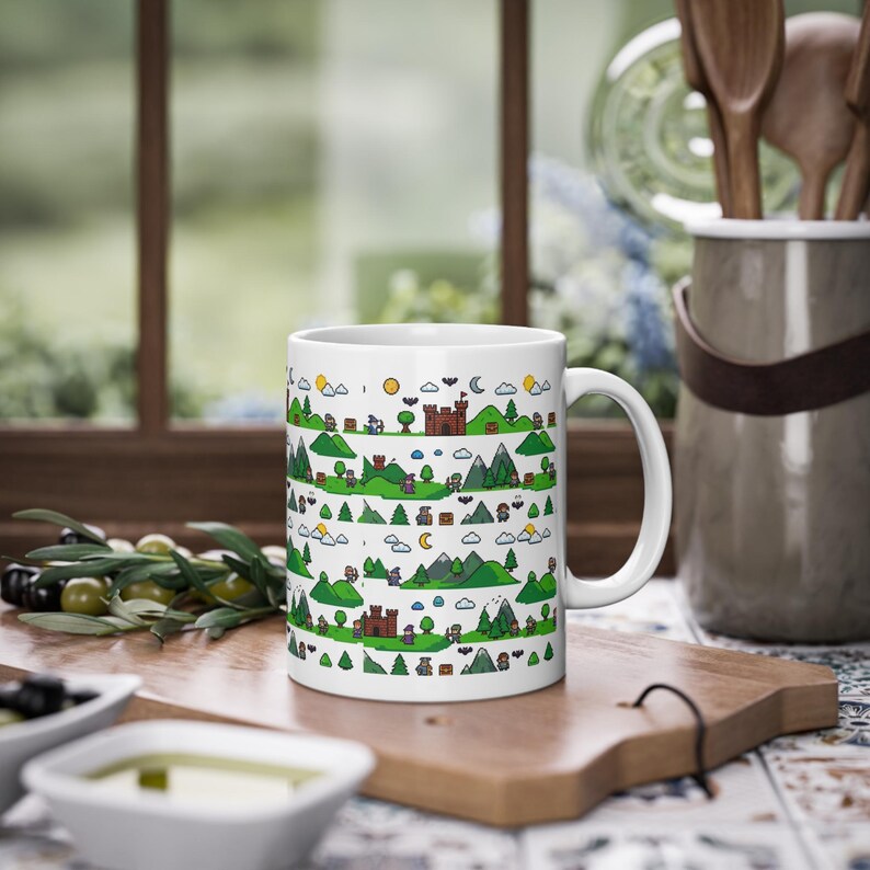 Pixel Art Retro Gaming Landscape - Mug imagen 4