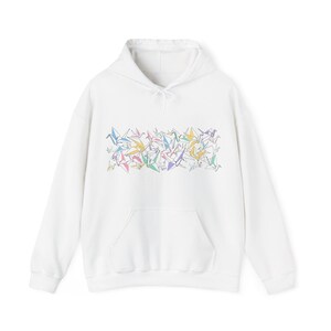 Origami Paper Crane Flock In Pastel - Hoodie image 1