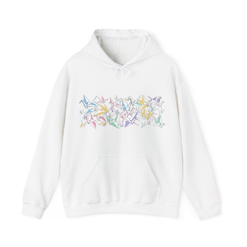 Origami Paper Crane Flock In Pastel - Hoodie image 1