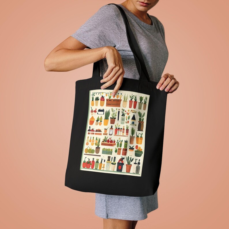Farmers Market Tote Bag, Reusable Grocery Bag, Canvas Shopping Bag, Market Vibes, Eco-Friendly Produce Bag, Gift For Far image 4
