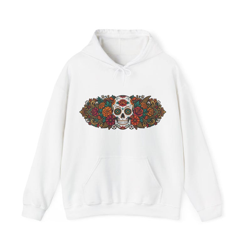 Skull With Flowers Day Of The Dead - Hoodie zdjęcie 1