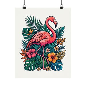 Tropical Flamingo Summer Vibes - Poster image 1
