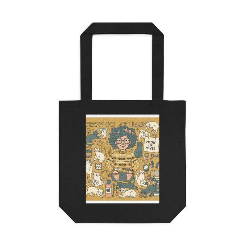 Crazy Cat Lady Tote Bag | Funny Cat Lover Gift | Cat Mom Canvas Bag image 1