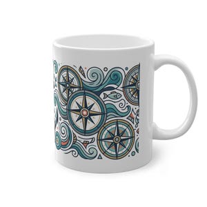 Nautical Anchor And Compass - Mug afbeelding 3