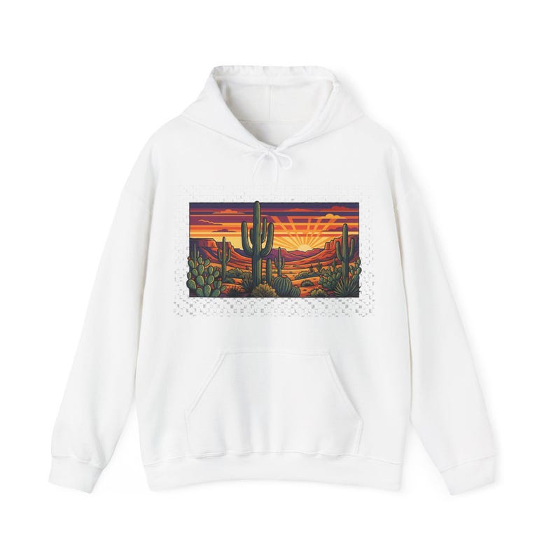 Desert Cactus Under Southwest Sunset - Hoodie image 1