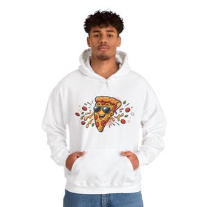 Funny Pizza Slice Wearing Sunglasses - Hoodie zdjęcie 4
