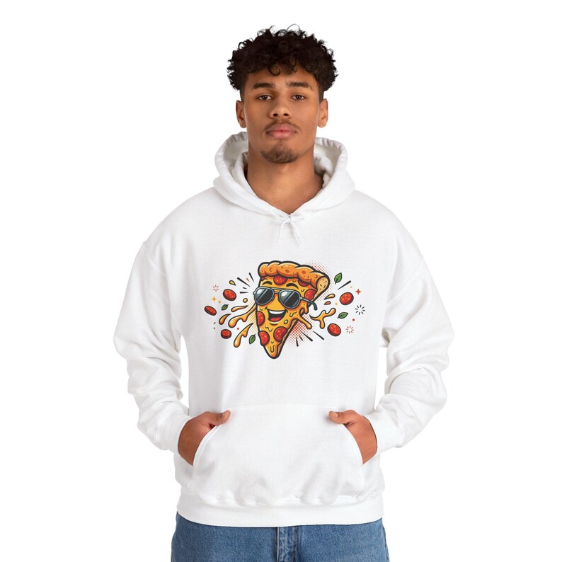 Funny Pizza Slice Wearing Sunglasses - Hoodie zdjęcie 4