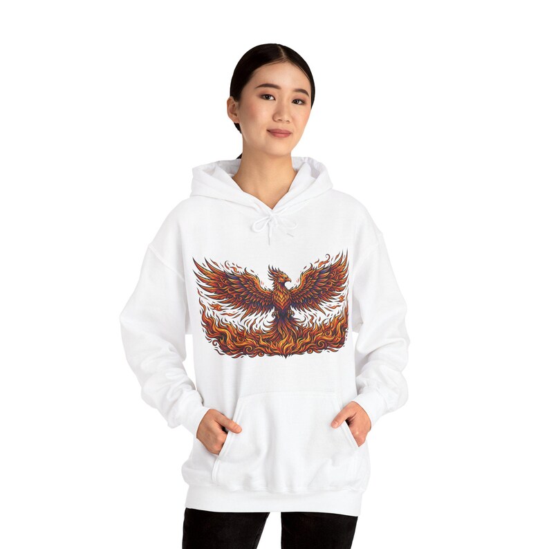 Mystical Phoenix Rising From Flames - Hoodie bild 5