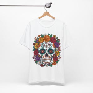 Skull With Flowers Day Of The Dead - Tshirt image 2