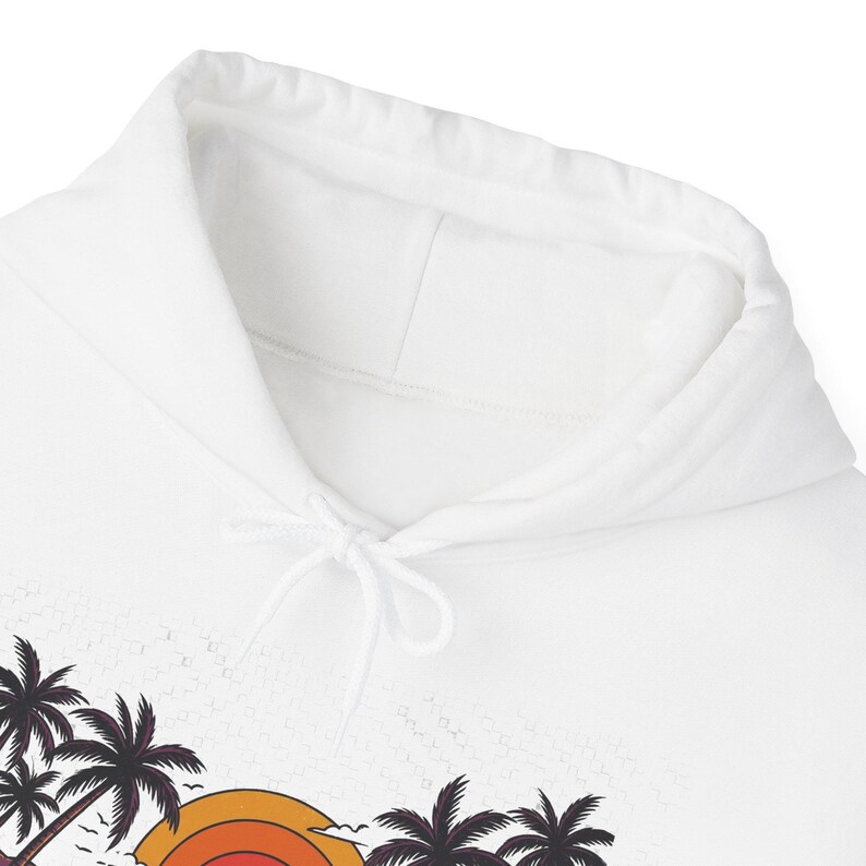 Retro Sunset Palm Tree Ocean - Hoodie 画像 3