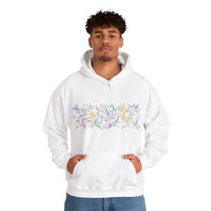 Origami Paper Crane Flock In Pastel - Hoodie image 7