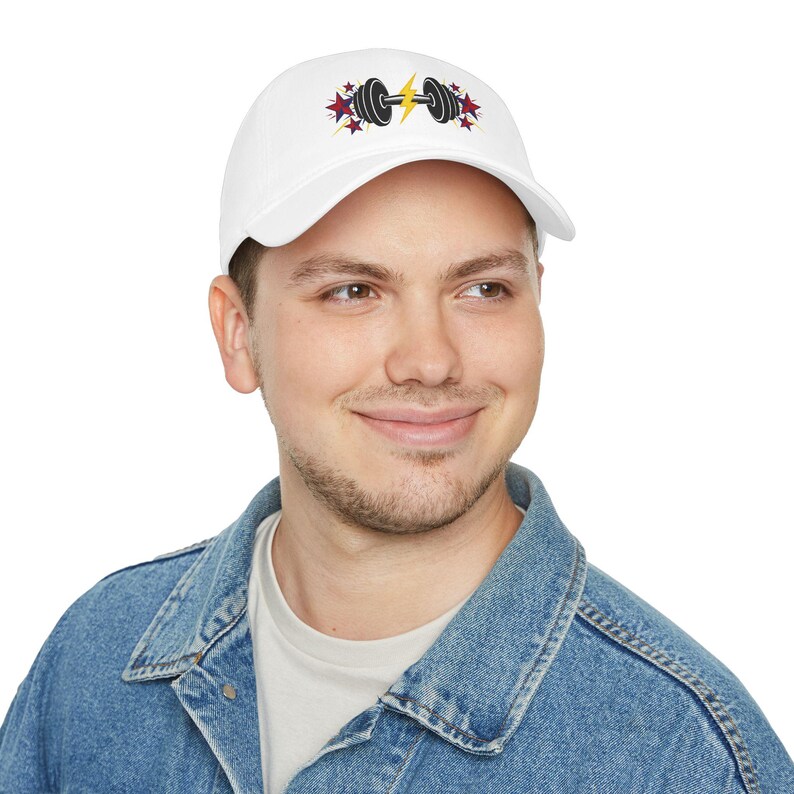 Dumbbell Lightning Bolt Baseball Cap, Fitness Workout Hat, Gym Athletic Stars Accessory image 4