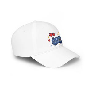 Retro Gamer Baseball Cap, Pixel Heart Controller Hat, Geeky Video Game Apparel, Pixel Art Star Dad Hat, Gamer Gift image 3
