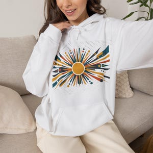 Mid-Century Modern Sunburst Pattern - Hoodie afbeelding 5