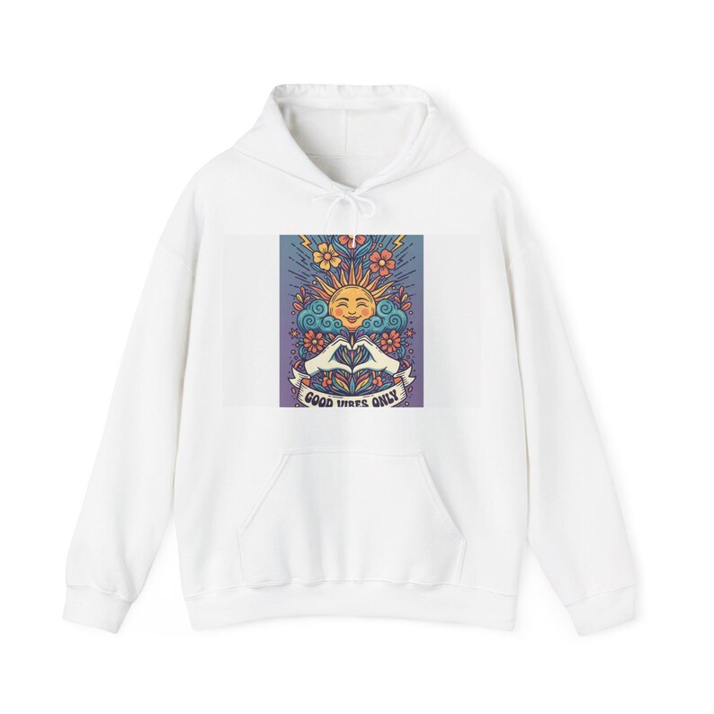 Good Vibes Only Hoodie | Streetwear Aesthetic Sweatshirt | Positive Energy Graphic Pullover | 90s Vintage Style Unisex image 1