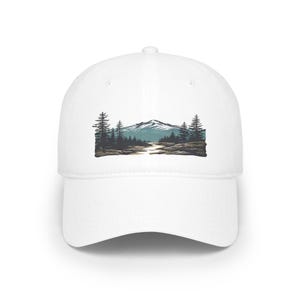 Mountain Sunrise Pine Tree Hiking Trail Embroidered Baseball Cap | Outdoor Adventure Nature Lover Trucker Hat | No Text bild 1