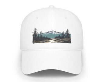 Mountain Sunrise Pine Tree Hiking Trail Embroidered Baseball Cap | Outdoor Adventure Nature Lover Trucker Hat | No Text