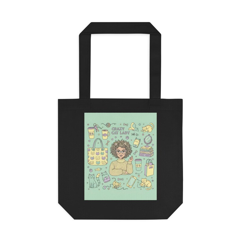 Crazy Cat Lady Tote Bag | Funny Cat Lover Gift | Canvas Tote Bag for Women | Cat Mom Bag | Book Tote afbeelding 1