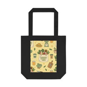 Farmers Market Tote Bag, Canvas Grocery Bag, Reusable Shopping Bag, Vegetable Market Vibes, Eco Friendly Tote bild 1