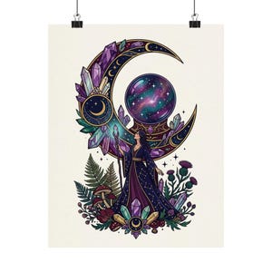 Crystal Moon Witchy Aesthetic - Poster afbeelding 1