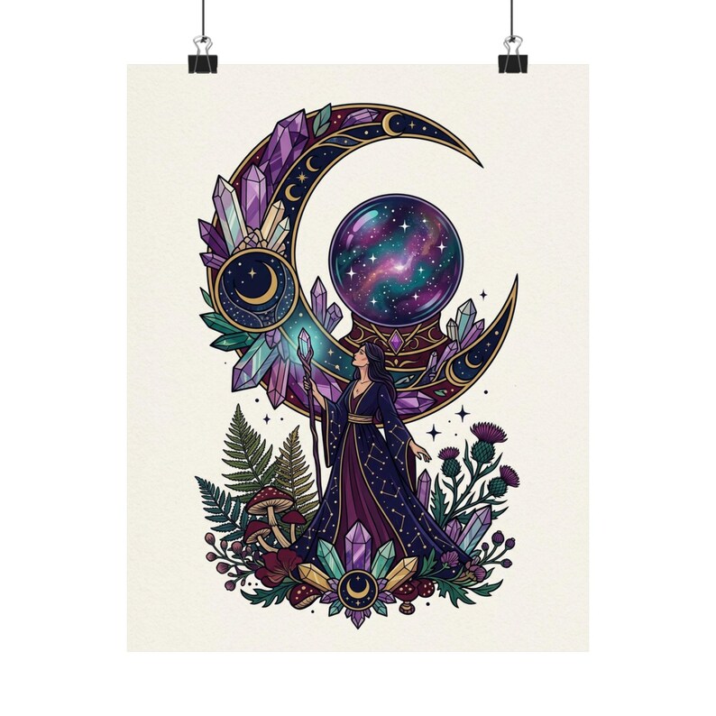 Crystal Moon Witchy Aesthetic - Poster afbeelding 1