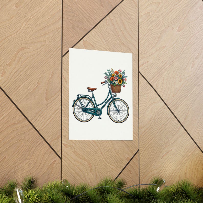 Vintage Bicycle With Basket - Poster Bild 5